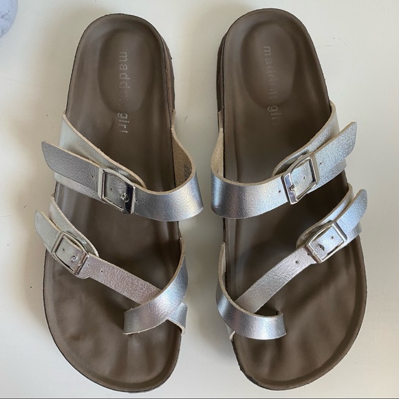 Madden Girl Bryceee Footbed Sandals Silver Size 7 - Picture 3 of 12